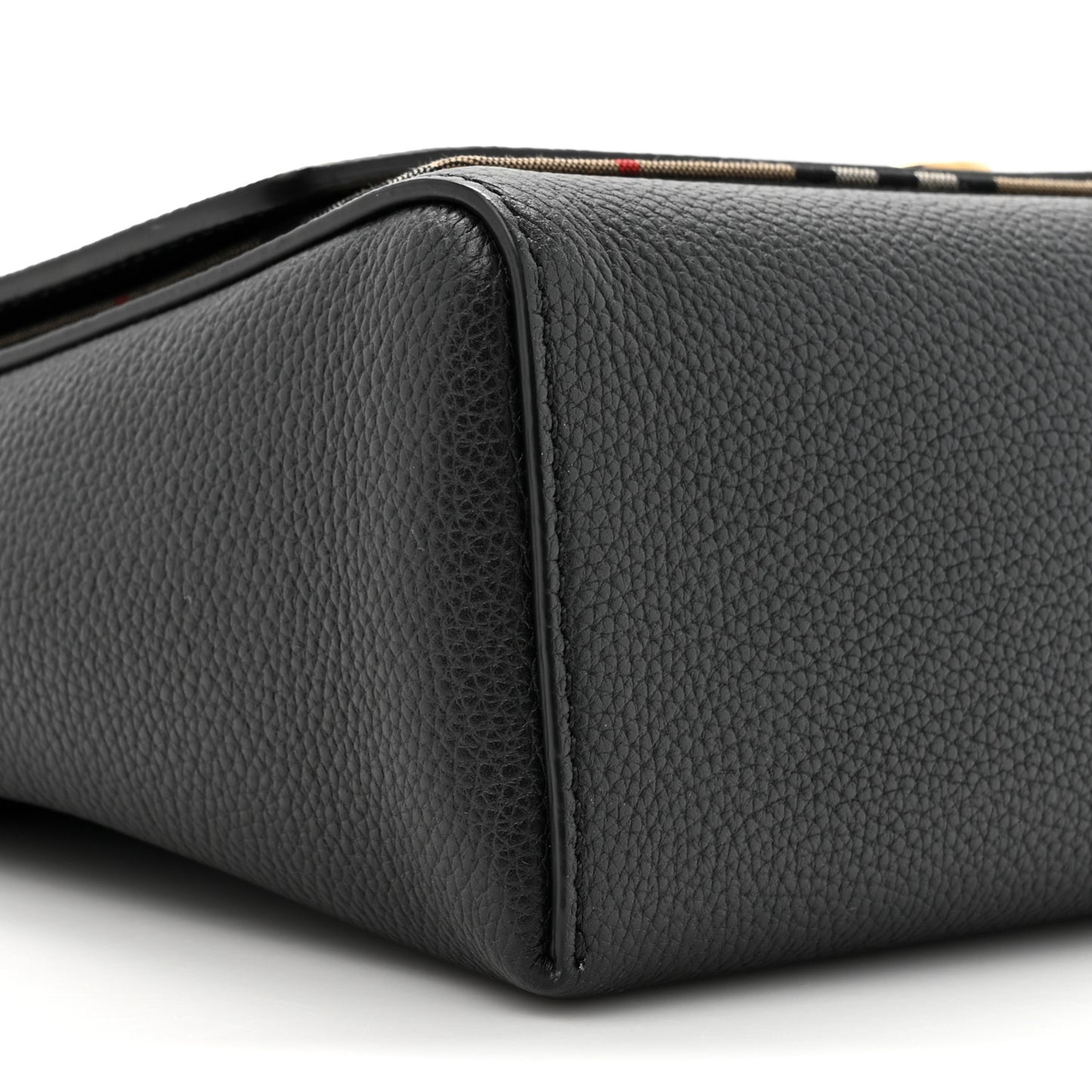 Grainy Calfskin Vintage Check Note Crossbody Bag Black
