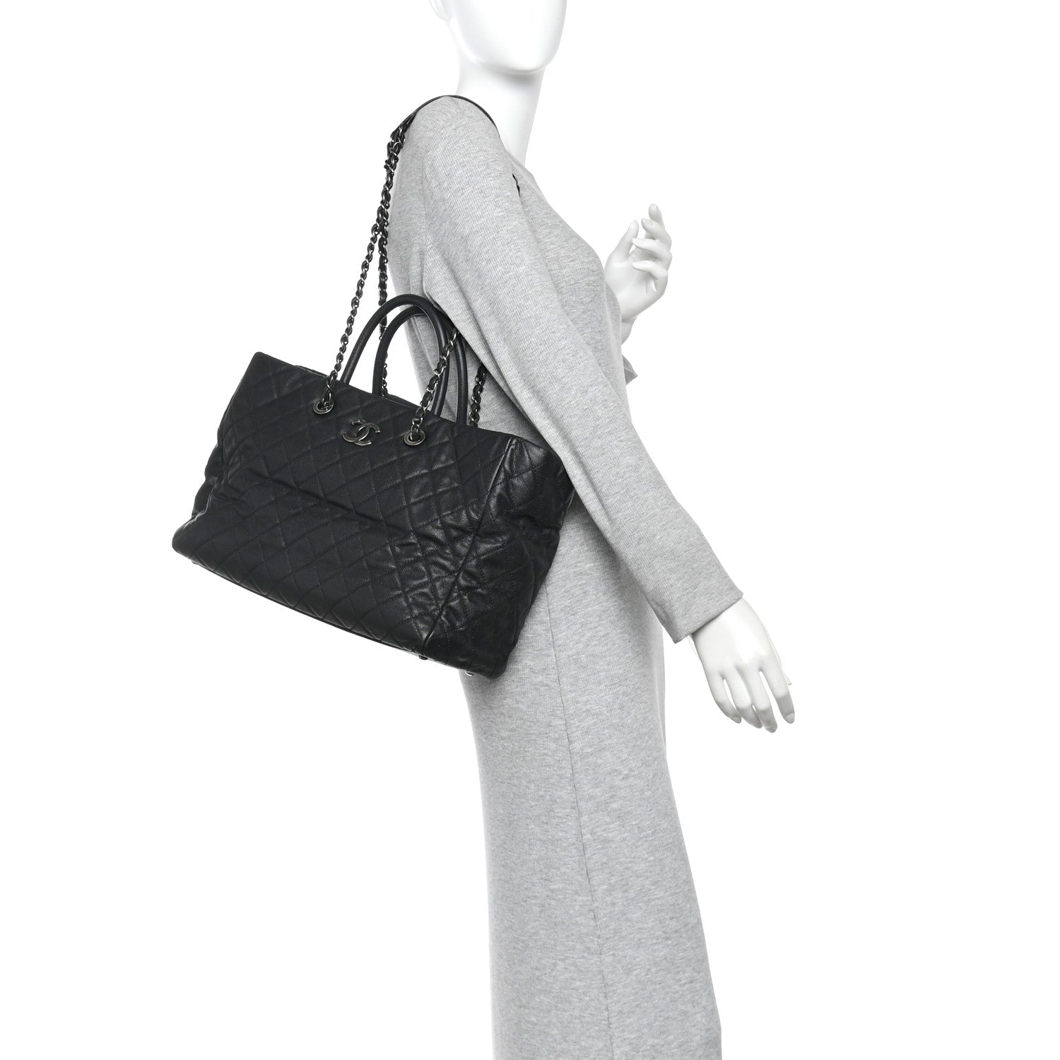 Chanel Caviar Quilted Large Coco Handle Shopping Tote Black 2 of 10