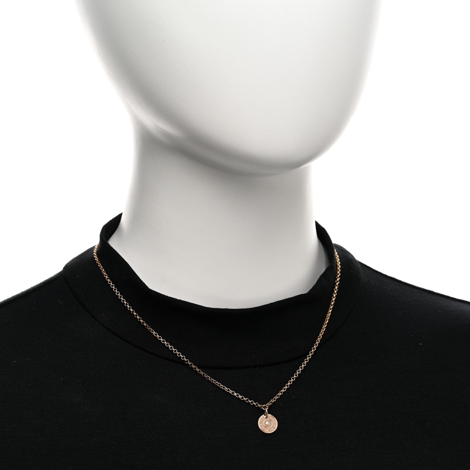 Hermes 18K Rose Gold Diamond Gambade Clou de Selle Necklace 2 of 5