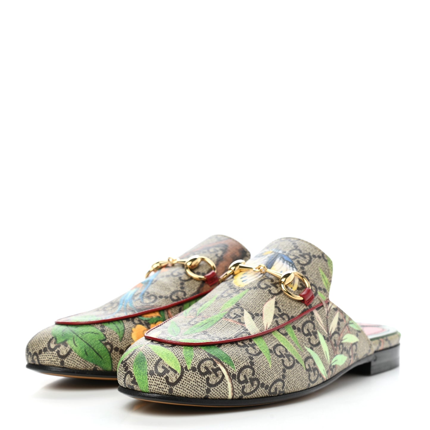 GG Supreme Monogram Tian Womens Princetown Slippers 35.5 Beige Ebony Multicolor