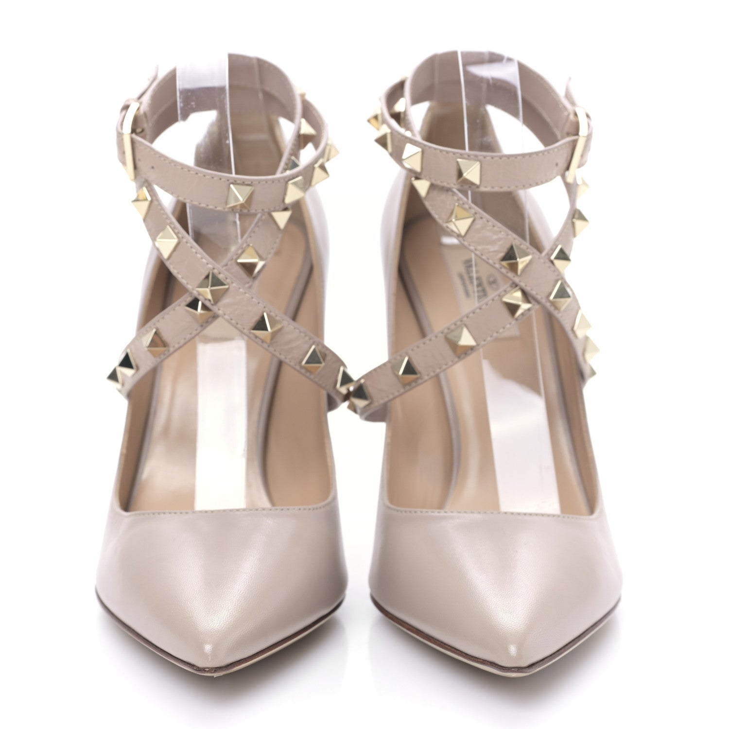 Valentino Garavani Nappa Rockstud Studwrap Strap 105mm Pumps 39 Poudre 2 of 8