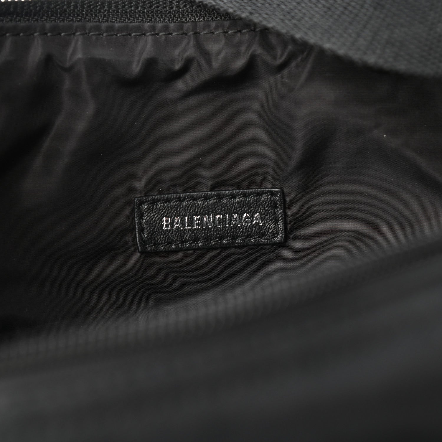 Balenciaga Recycled Sport Nylon Logo Embroidered Large Wheel Sling Bag Black White 6 of 9