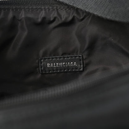 Balenciaga Recycled Sport Nylon Logo Embroidered Large Wheel Sling Bag Black White 6 of 9