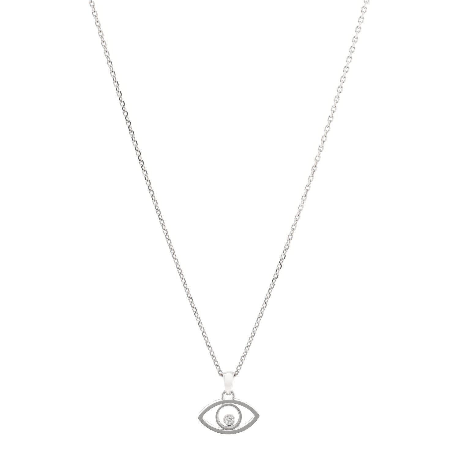 Chopard 18K White Gold Diamond Good Luck Charms Evil Eye Pendant Necklace 1 of 3
