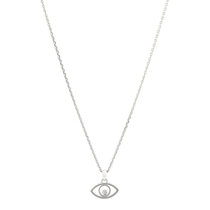 Chopard 18K White Gold Diamond Good Luck Charms Evil Eye Pendant Necklace 1 of 3