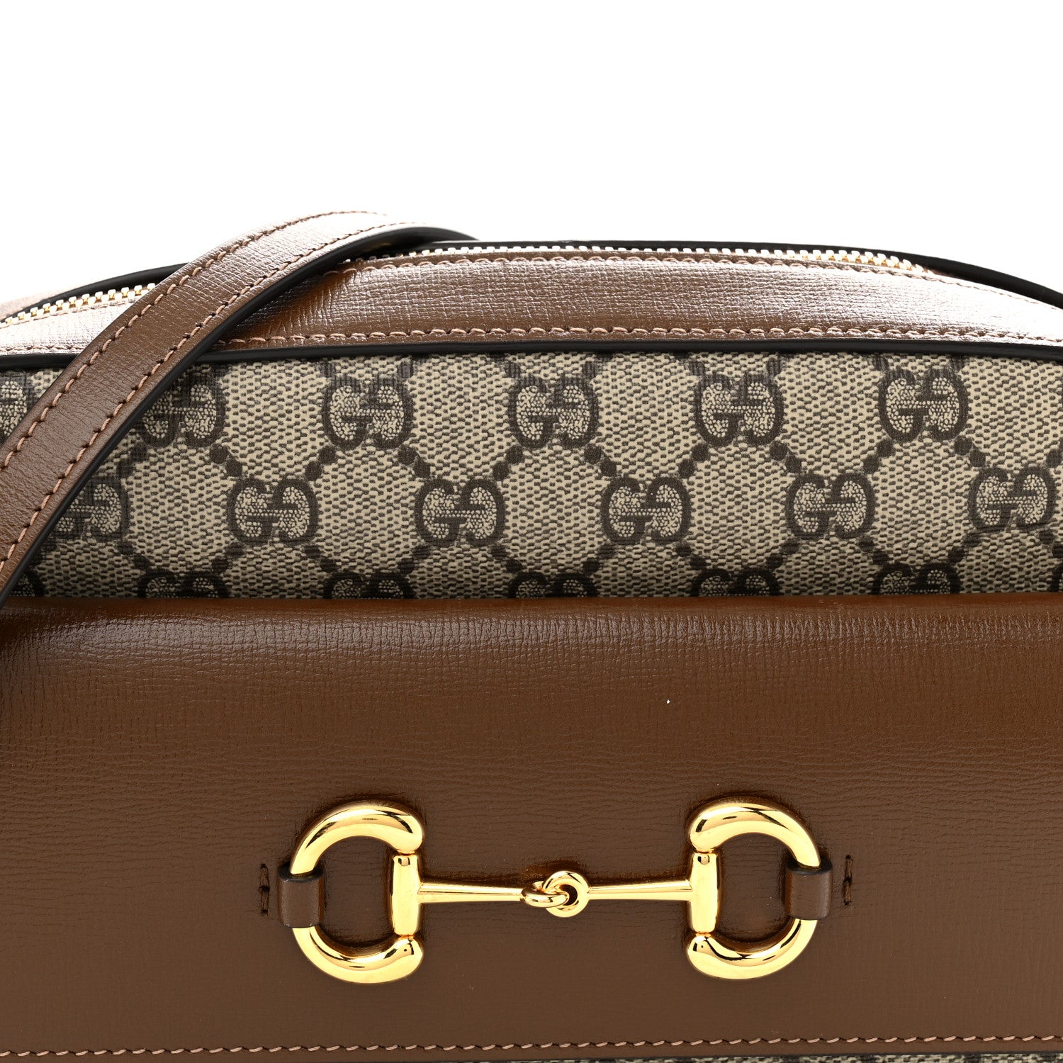 Gucci GG Supreme Monogram Small Horsebit 1955 Shoulder Bag Beige Brown Sugar 8 of 10