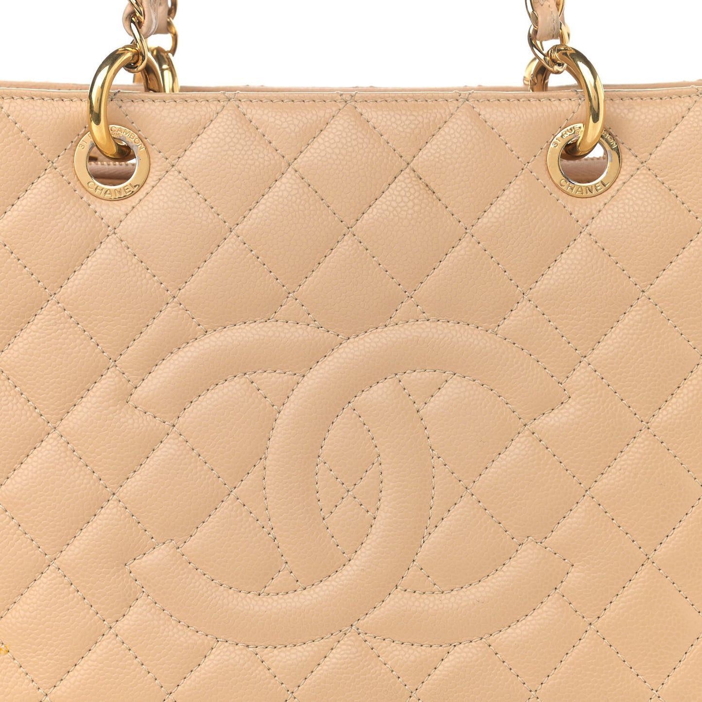 Caviar Quilted Grand Shopping Tote GST Beige