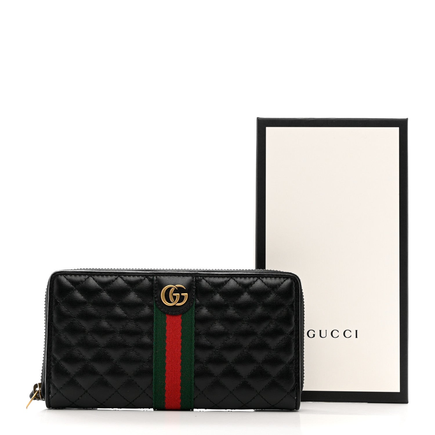 Gucci Calfskin Web Trapuntata GG Zip Around Wallet Black 9 of 9