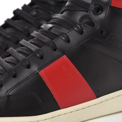 Saint Laurent Calfskin Court Classic SL/10H High Top Sneakers 39.5 Black Red 10 of 12