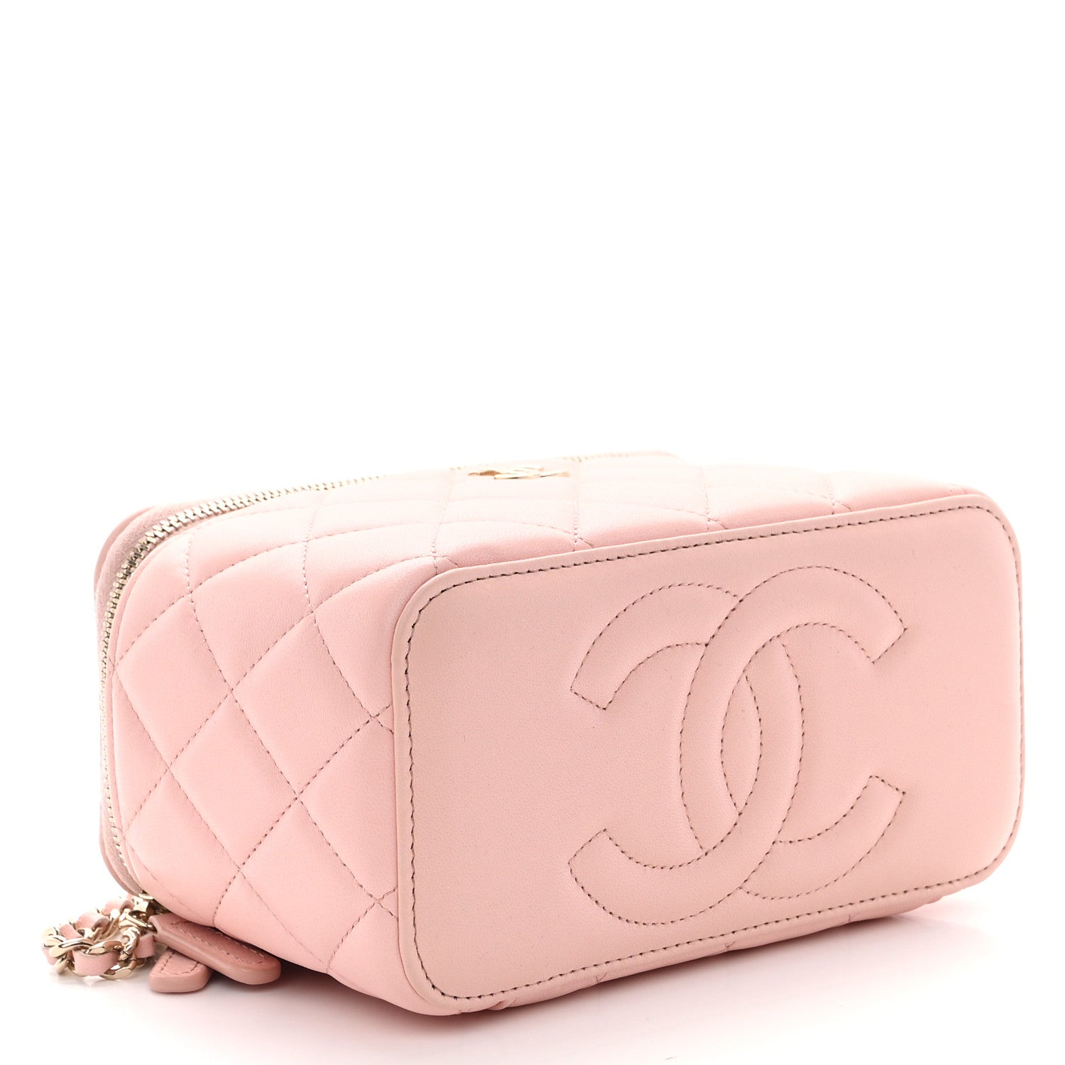 Chanel Lambskin Quilted Small Top Handle Vanity Case With Chain Light Pink 4 of 11