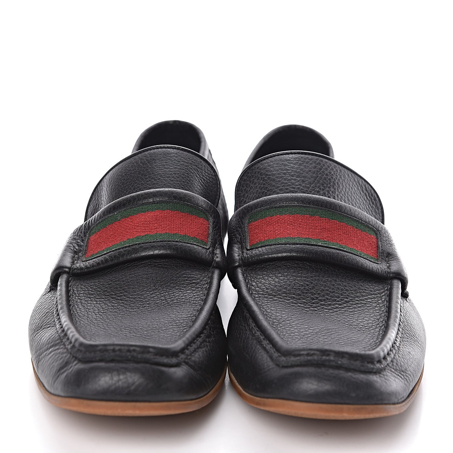 Gucci Calfskin Mens Web Loafers 12 Black 2 of 9