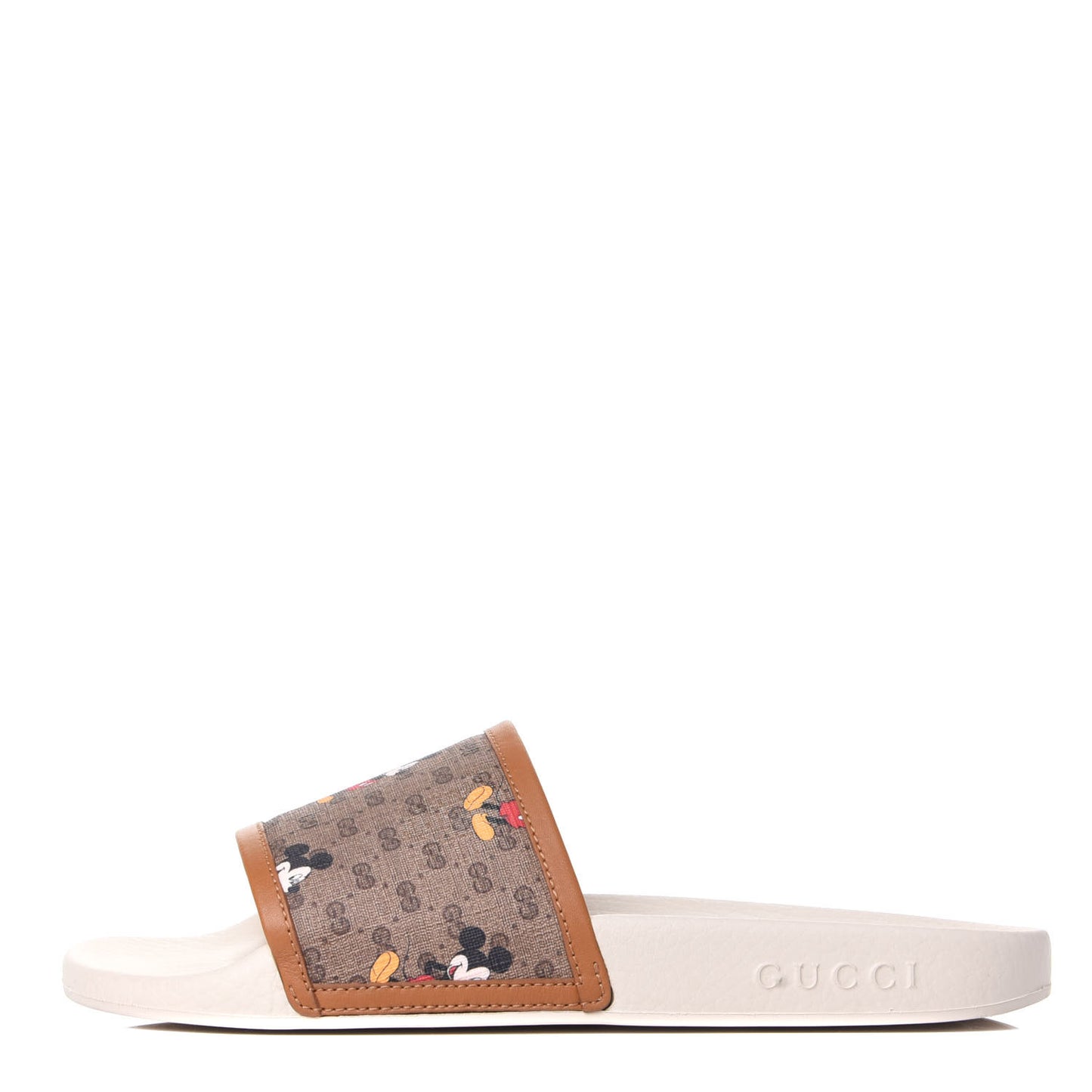 X DISNEY Mini Vintage GG Supreme Monogram Mickey Mouse Womens Slide Sandals 38 Beige Vintage Sun Oil
