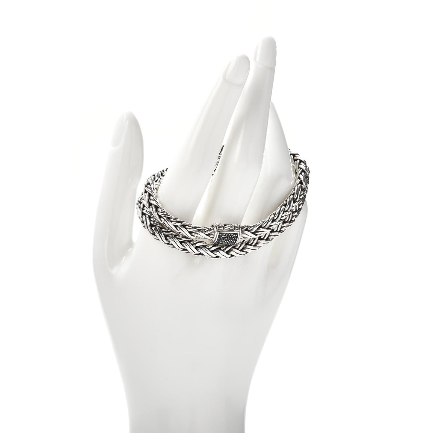Sterling Silver Black Sapphire Classic Chain Wrap Bracelet