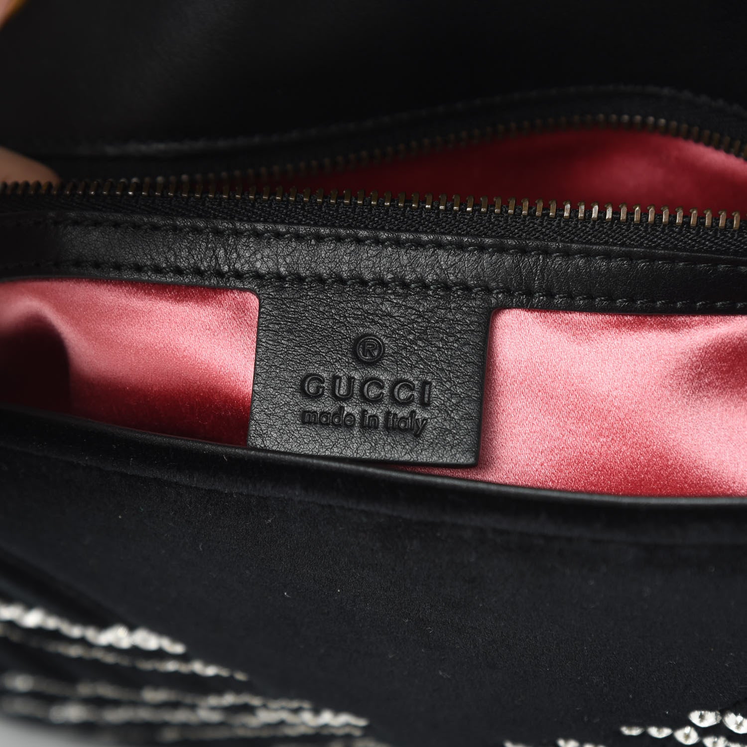 Gucci Velvet Matelasse Marquise Crystals Embroidered Small GG Marmont Shoulder Bag Black 6 of 10