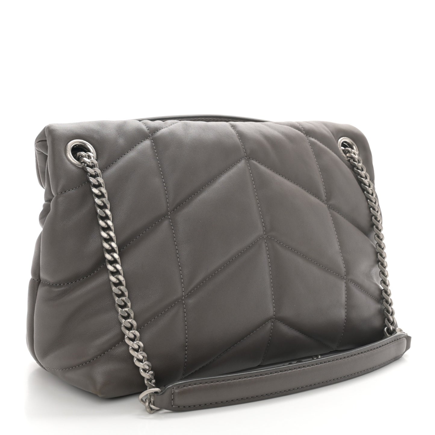 Lambskin Quilted Small Loulou Puffer Monogram Chain Satchel Storm