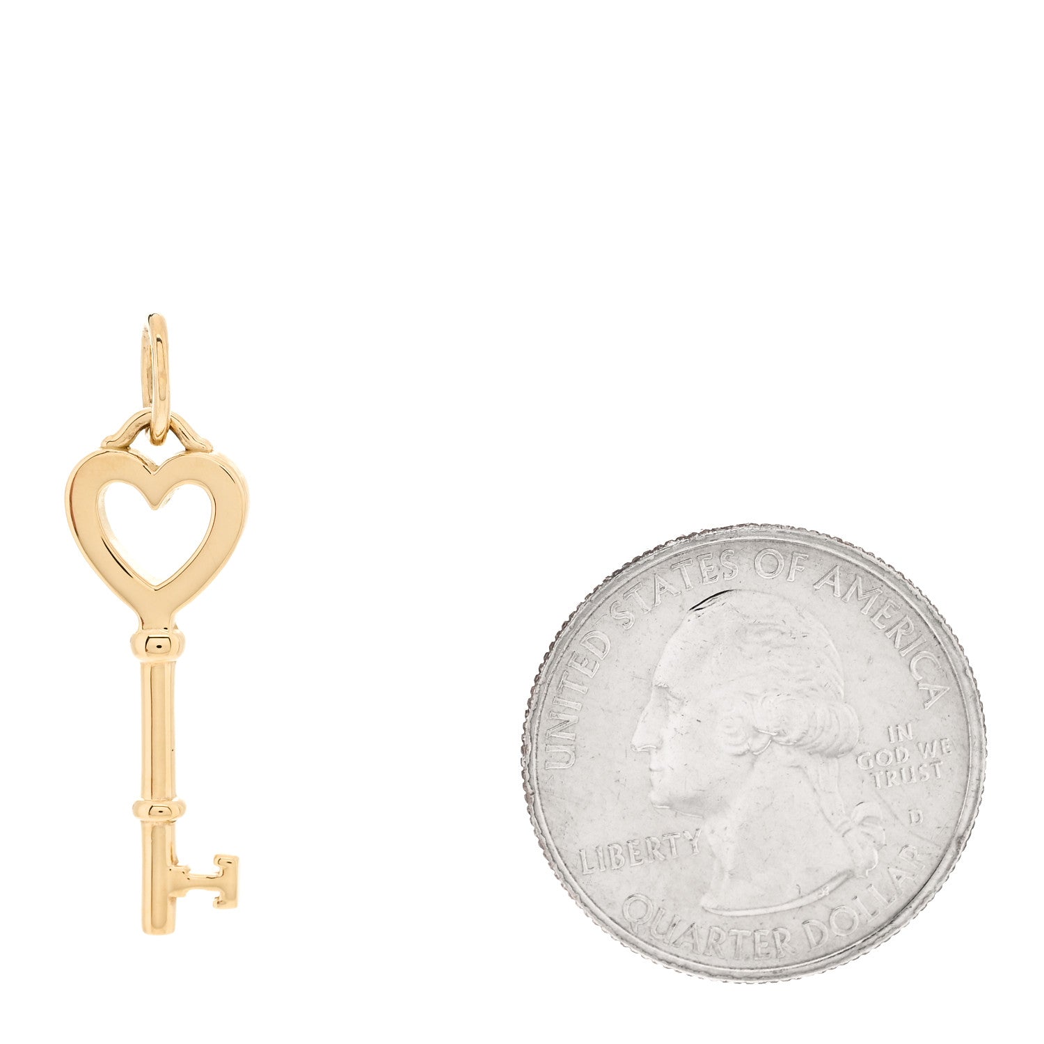 Tiffany 18K Yellow Gold Mini Heart Key Pendant 2 of 3