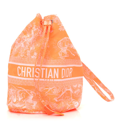 Christian Dior Technical Fabric Embroidered Toile De Jouy Sauvage DiorTravel Pouch Fluorescent Orange 1 of 10