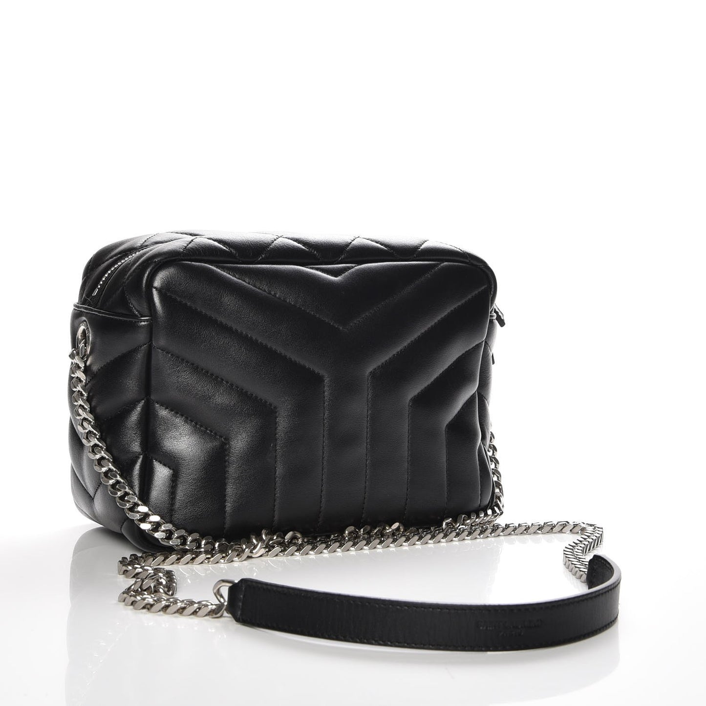Calfskin Y Quilted Monogram Small Loulou Bowling Bag Black