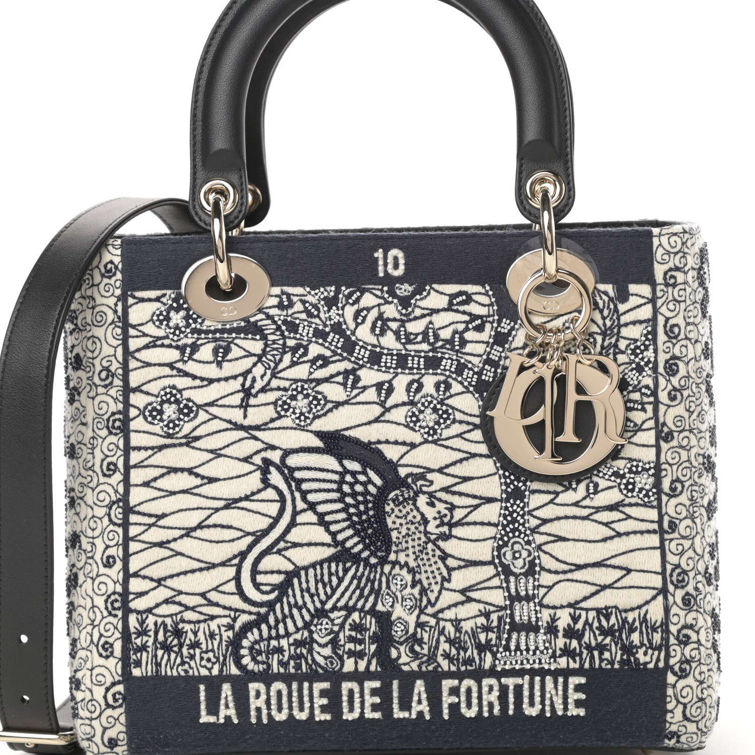 Christian Dior Embroidered La Roue La Fortune Tarot Medium Lady Dior Blue 8 of 11