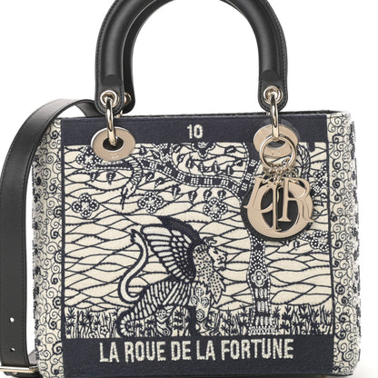 Christian Dior Embroidered La Roue La Fortune Tarot Medium Lady Dior Blue 8 of 11