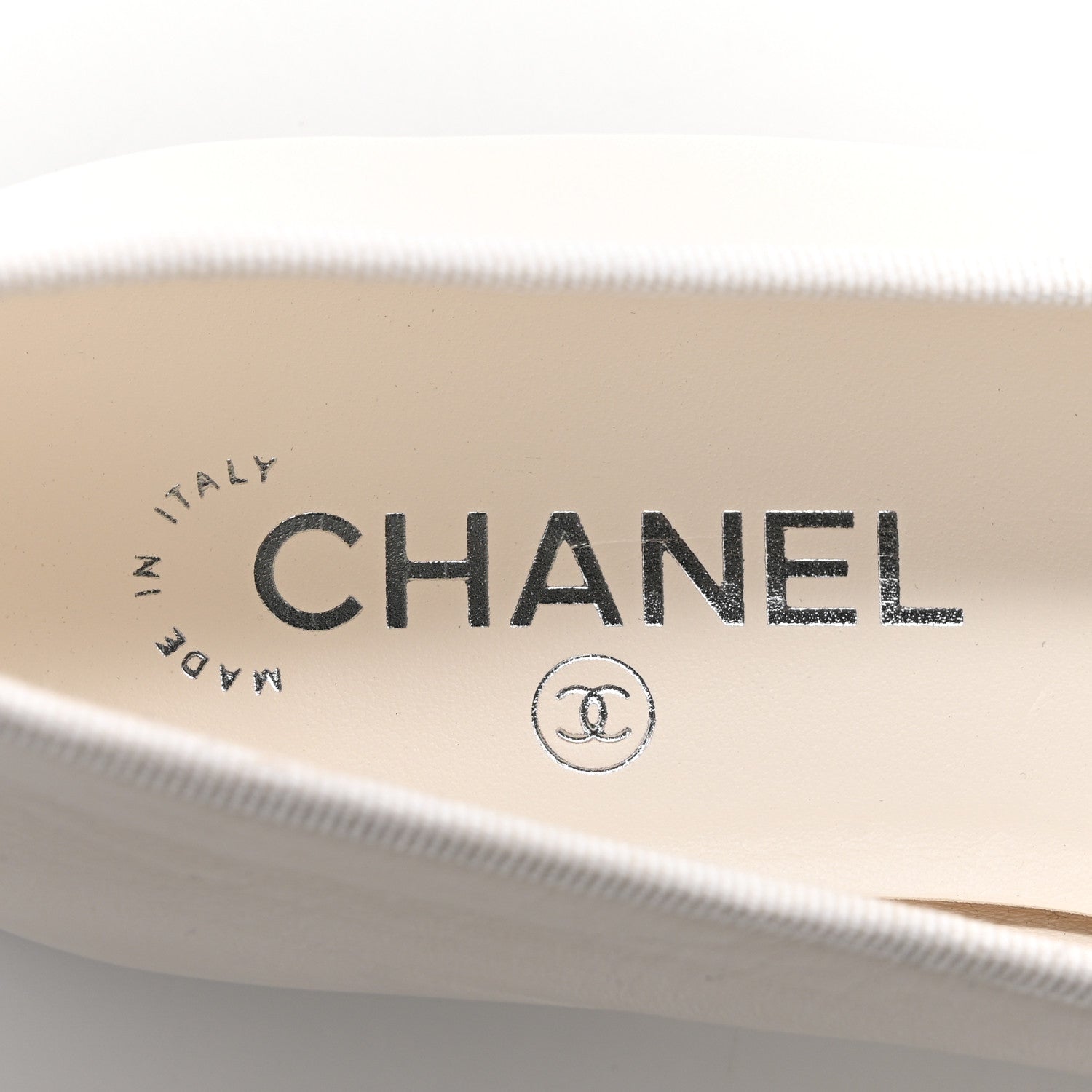 Chanel Lambskin Cap Toe CC Ballerina Flats 37.5 White Black 6 of 9