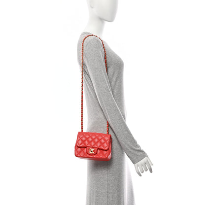 Chanel Lambskin Quilted Mini Square Flap Red 2 of 10