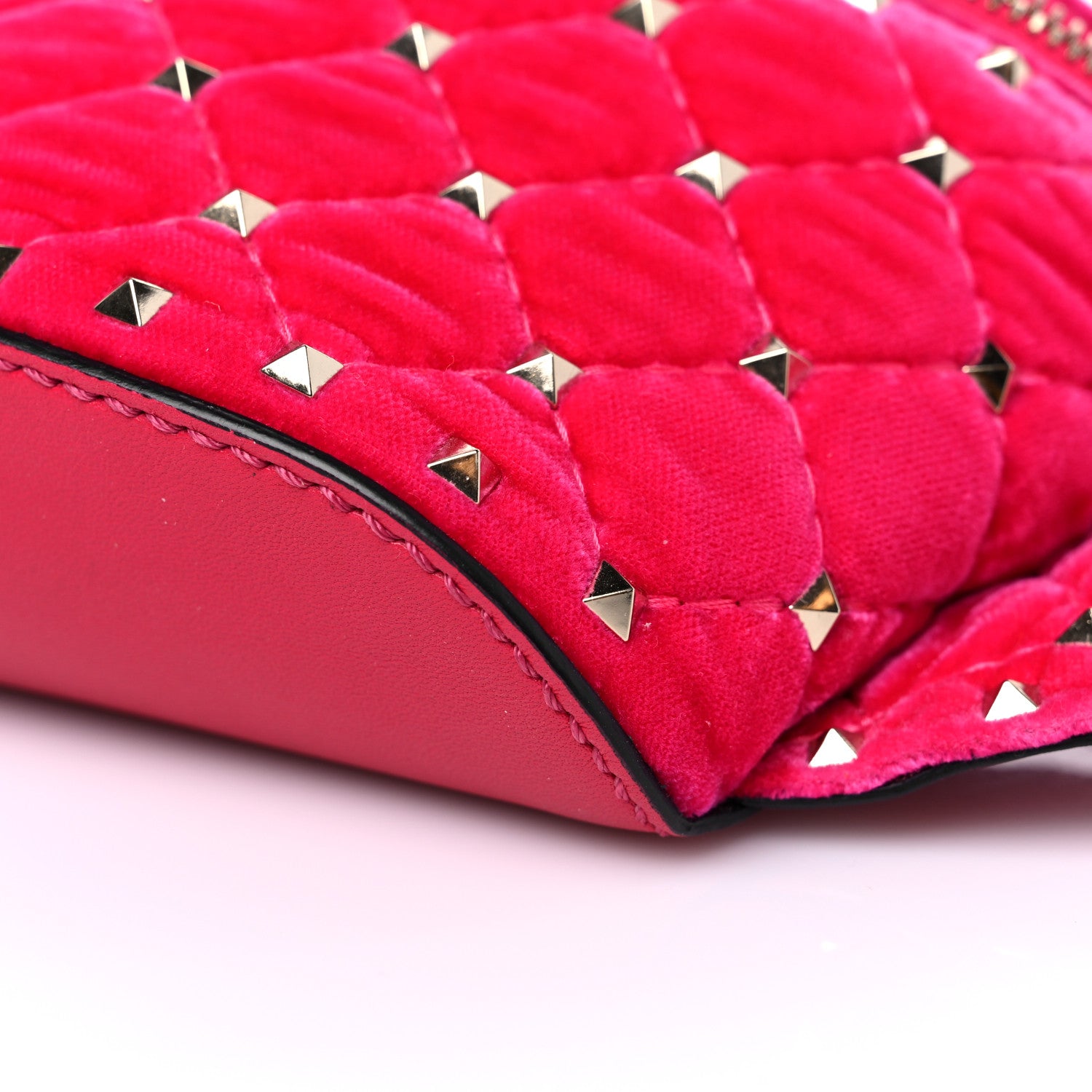 Valentino Garavani Velvet Rockstud Spike Belt Bag 85 Disco Pink 8 of 10
