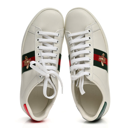 Gucci Calfskin Web Bee Embroidered Womens Ace Sneakers 37.5 White Green 2 of 11