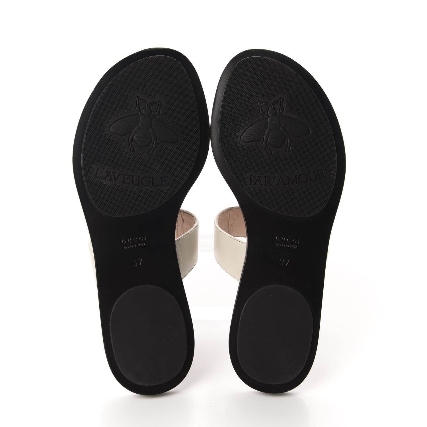 Gucci Calfskin GG Marmont Thong Sandals 37 Mystic White 6 of 9