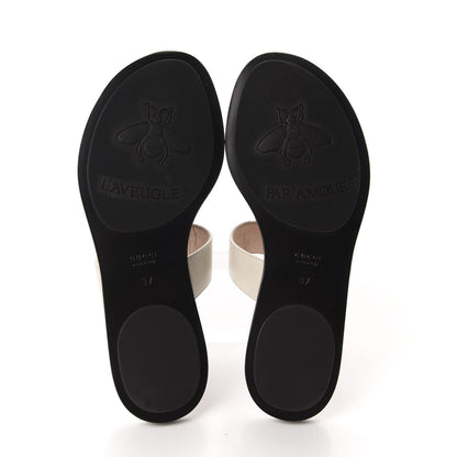 Gucci Calfskin GG Marmont Thong Sandals 37 Mystic White 6 of 9