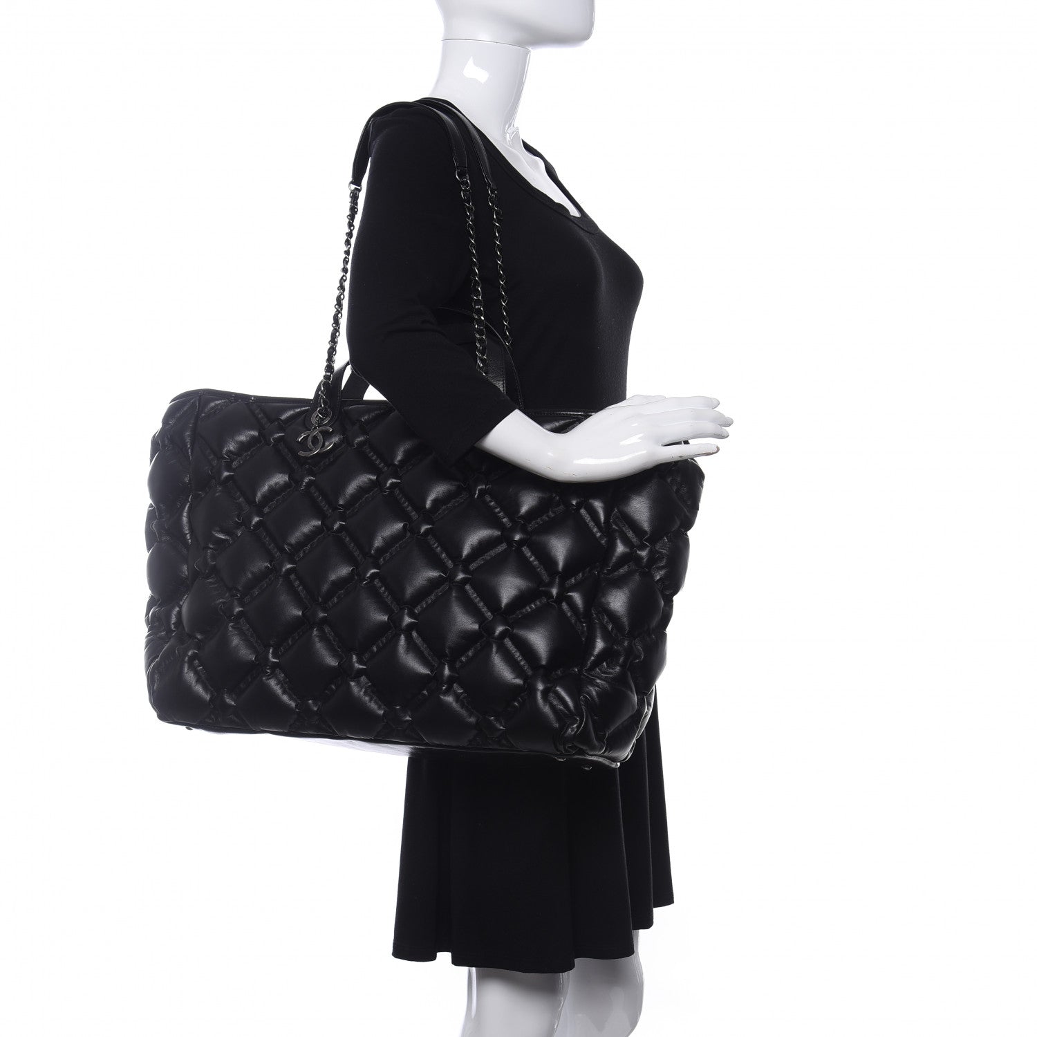 Chanel Calfskin Quilted Large Chesterfield Tote Black 2 of 10