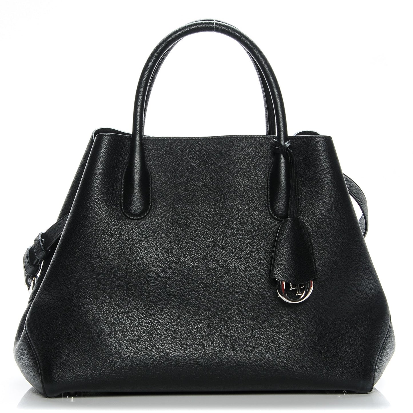 Supple Grained Calfskin Large Open Bar Tote Black