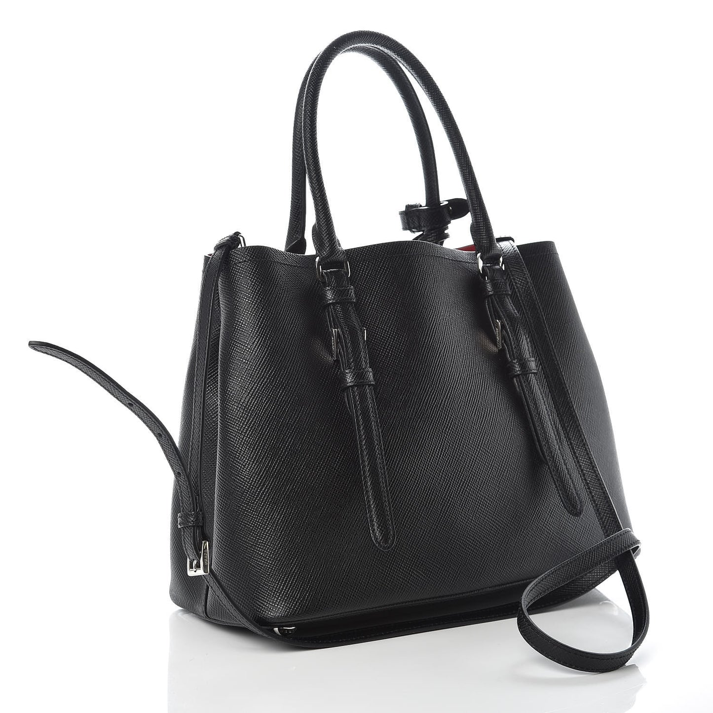 Saffiano Cuir Small Double Handle Tote Black Fuoco