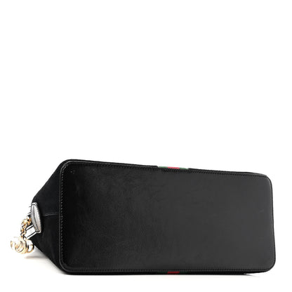 Gucci Suede Patent GG Web Medium Ophidia Top Handle Dome Bag Black 3 of 8