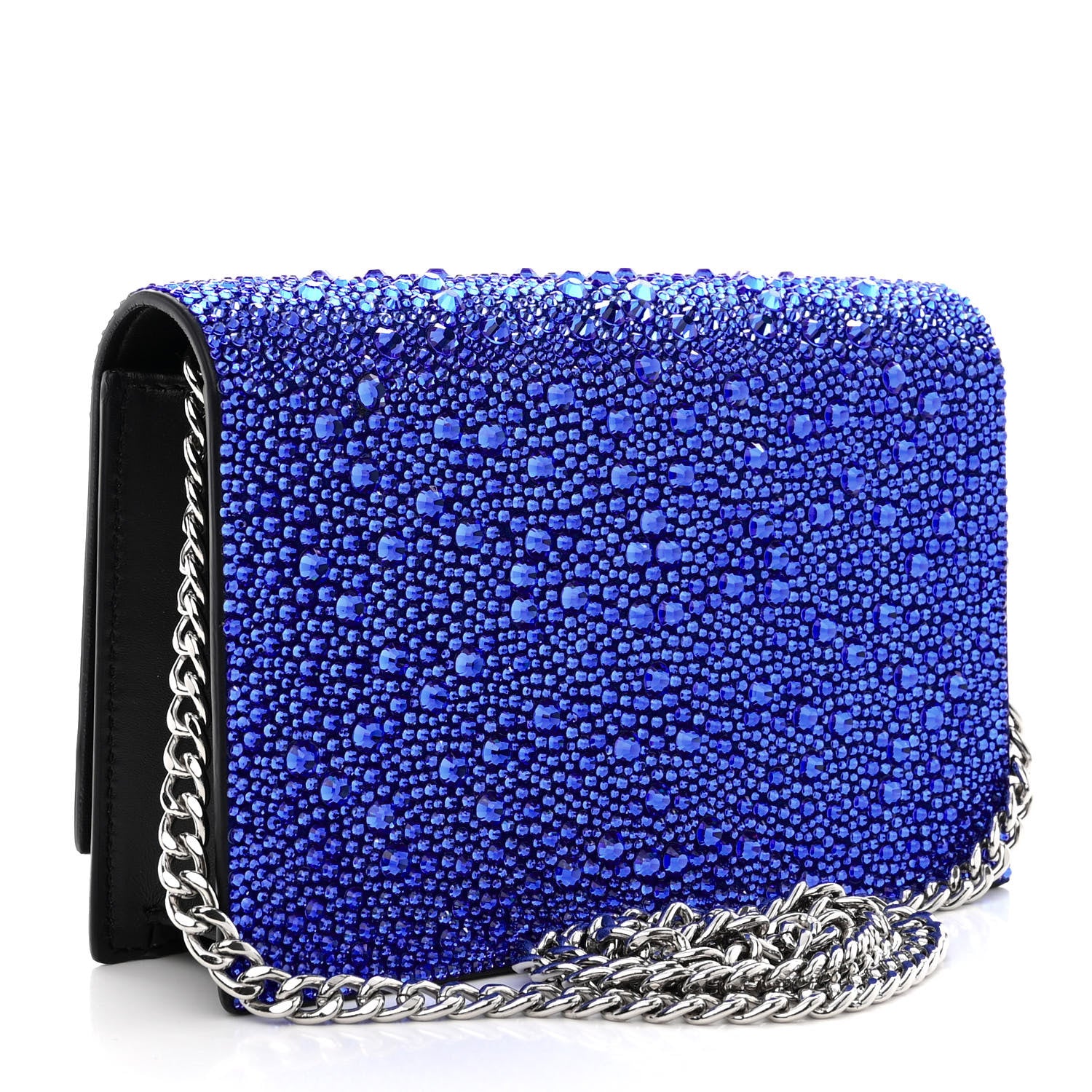 Alexander McQueen Calfskin Crystal Skull Mini Crossbody Bag Electric Blue 3 of 9