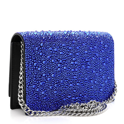 Alexander McQueen Calfskin Crystal Skull Mini Crossbody Bag Electric Blue 3 of 9