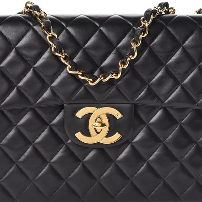 Chanel Lambskin Quilted XL Jumbo Single Flap Black 8 of 11
