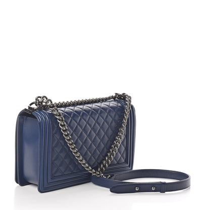 Chanel Lambskin Quilted New Medium Boy Flap Dark Blue 4 of 12