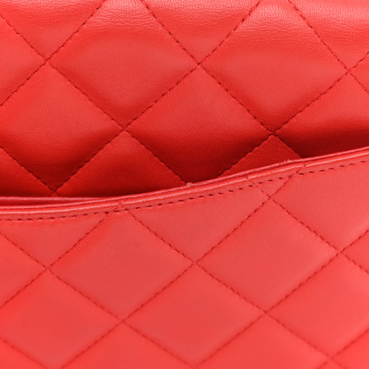 Lambskin Quilted Clutch with Chain Flap Red