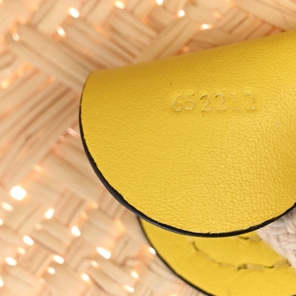 Loewe Calfskin Raffia Paulas Ibiza Medium Anagram Basket Tote Bag Natural Lemon 7 of 13