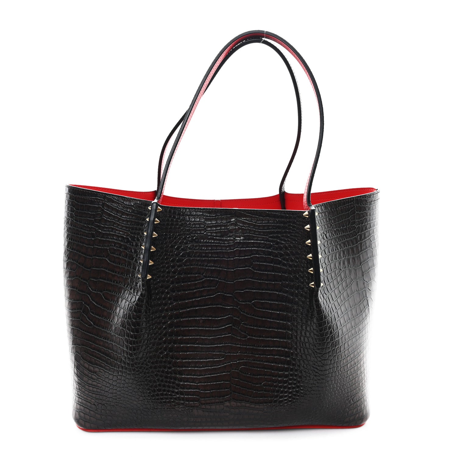 Christian Louboutin Calfskin Crocodile Embossed Spikes Large Cabarock Espresso 1 of 11