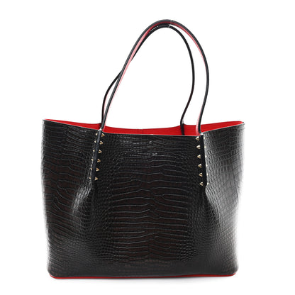 Christian Louboutin Calfskin Crocodile Embossed Spikes Large Cabarock Espresso 1 of 11