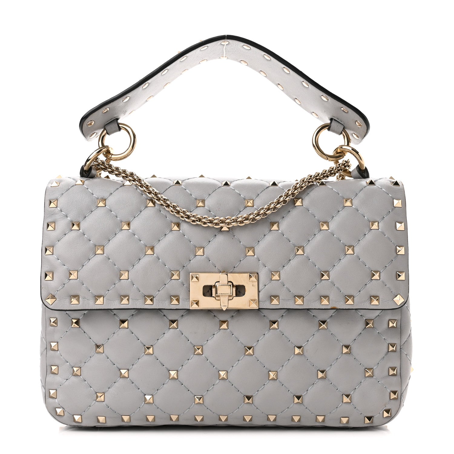 Valentino Garavani Nappa Medium Rockstud Spike Shoulder Bag Pastel Grey 1 of 9