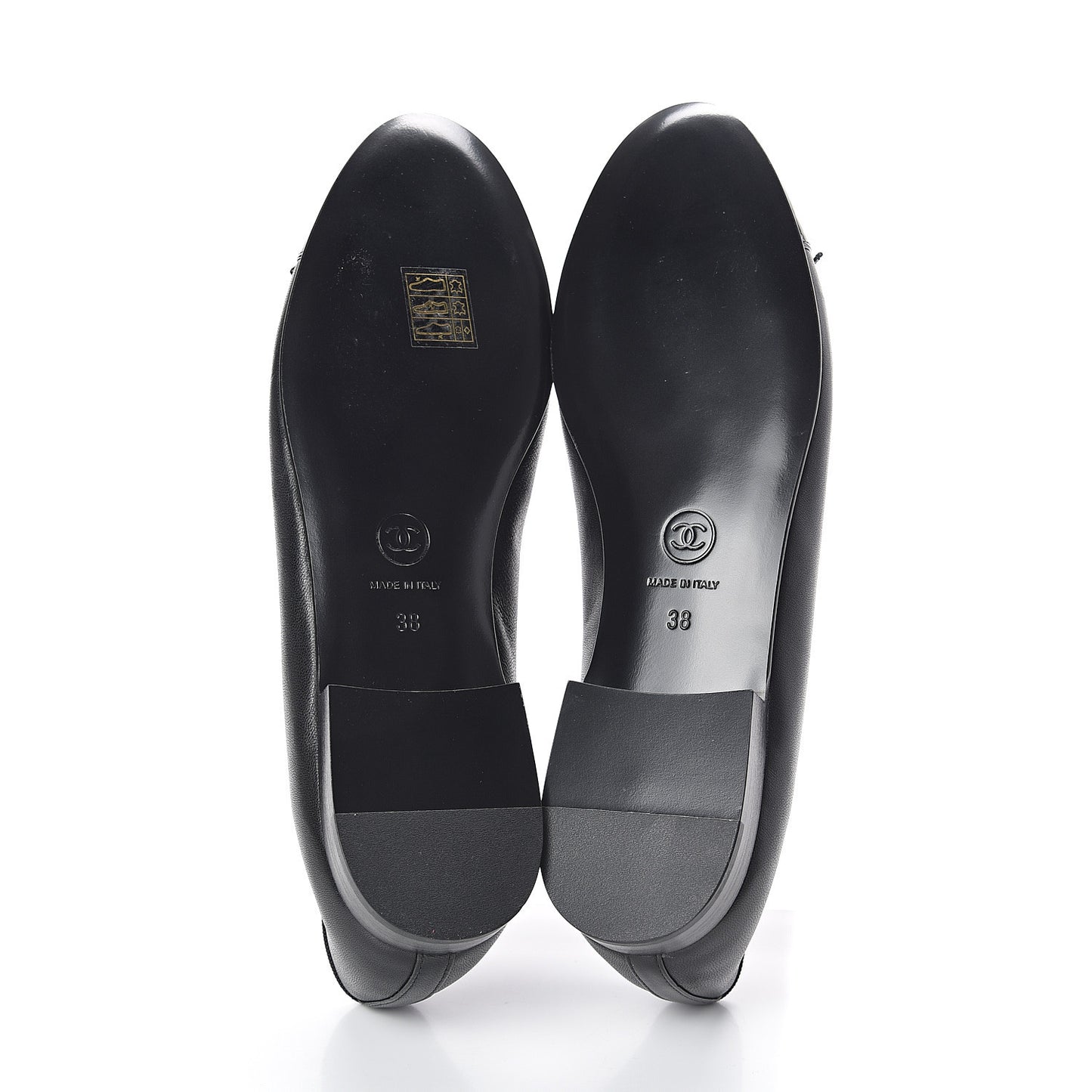 Lambskin Patent Cap Toe Ballerina Flats 38 Black