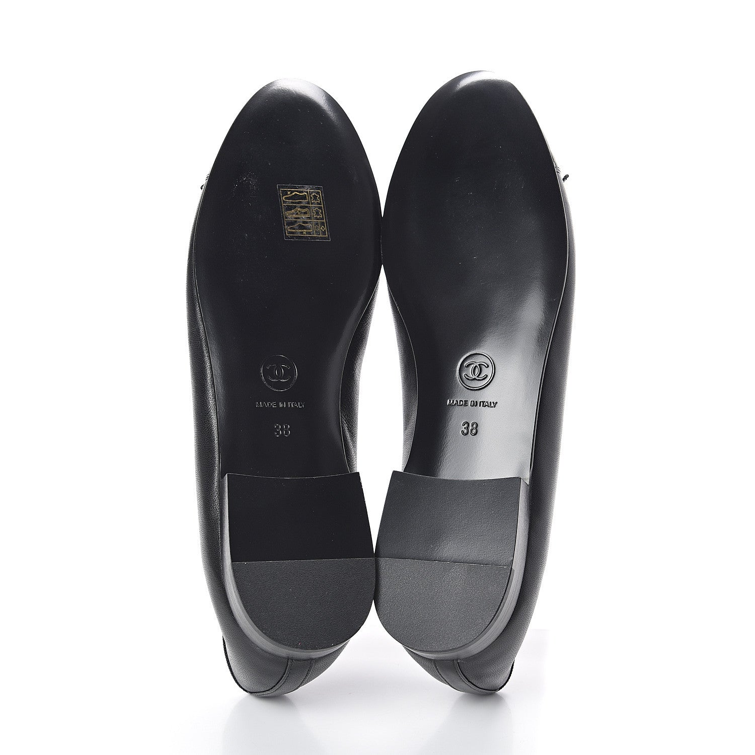 Chanel Lambskin Patent Cap Toe Ballerina Flats 38 Black 7 of 7