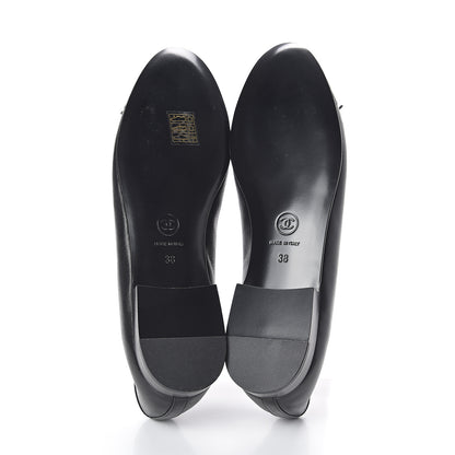 Chanel Lambskin Patent Cap Toe Ballerina Flats 38 Black 7 of 7