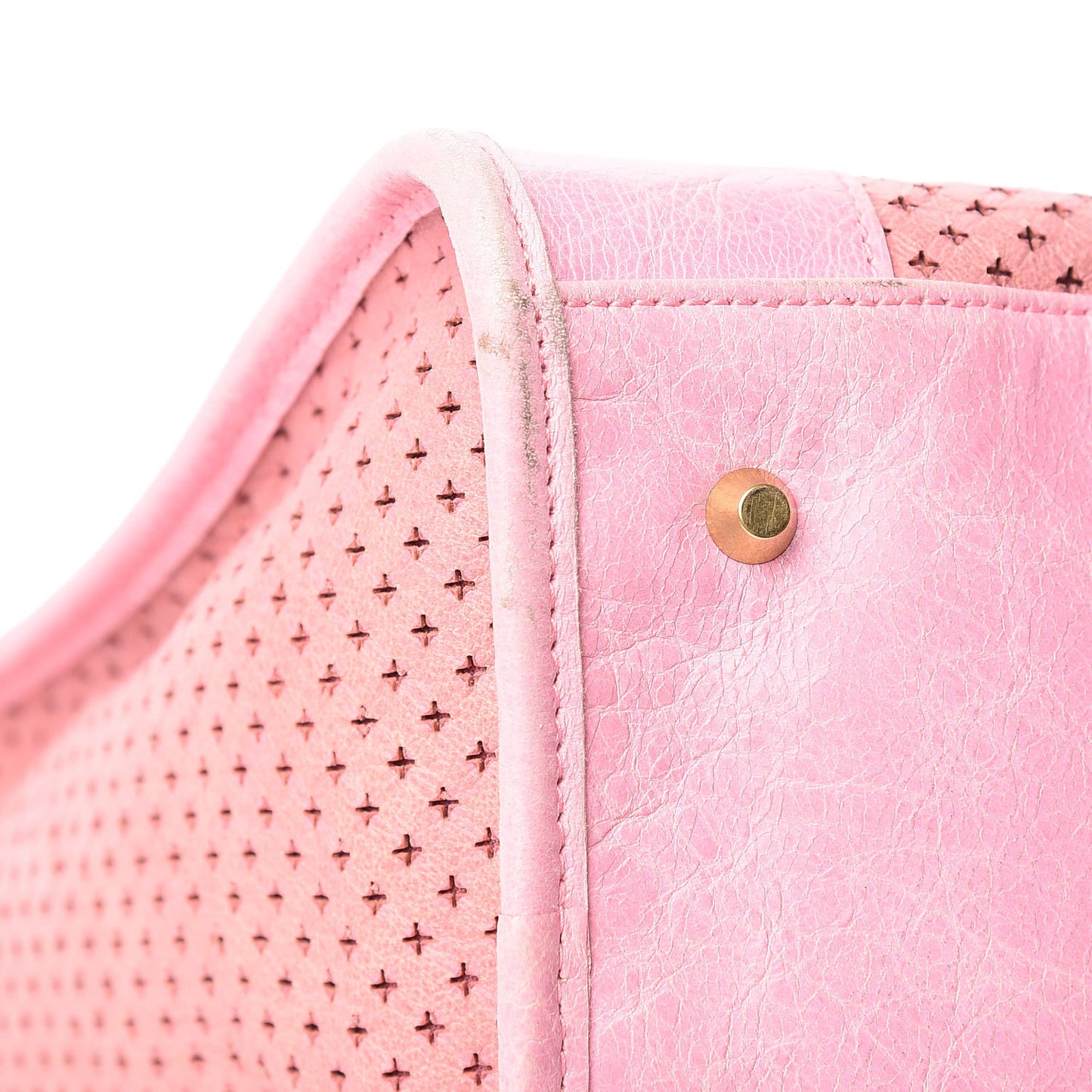 Agneau Cross Perforated Classic Gold Hardware Work Rose
