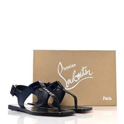 Christian Louboutin Calfskin Crocodile Embossed Cubongo Flat Sandals 35.5 Obscur 8 of 8