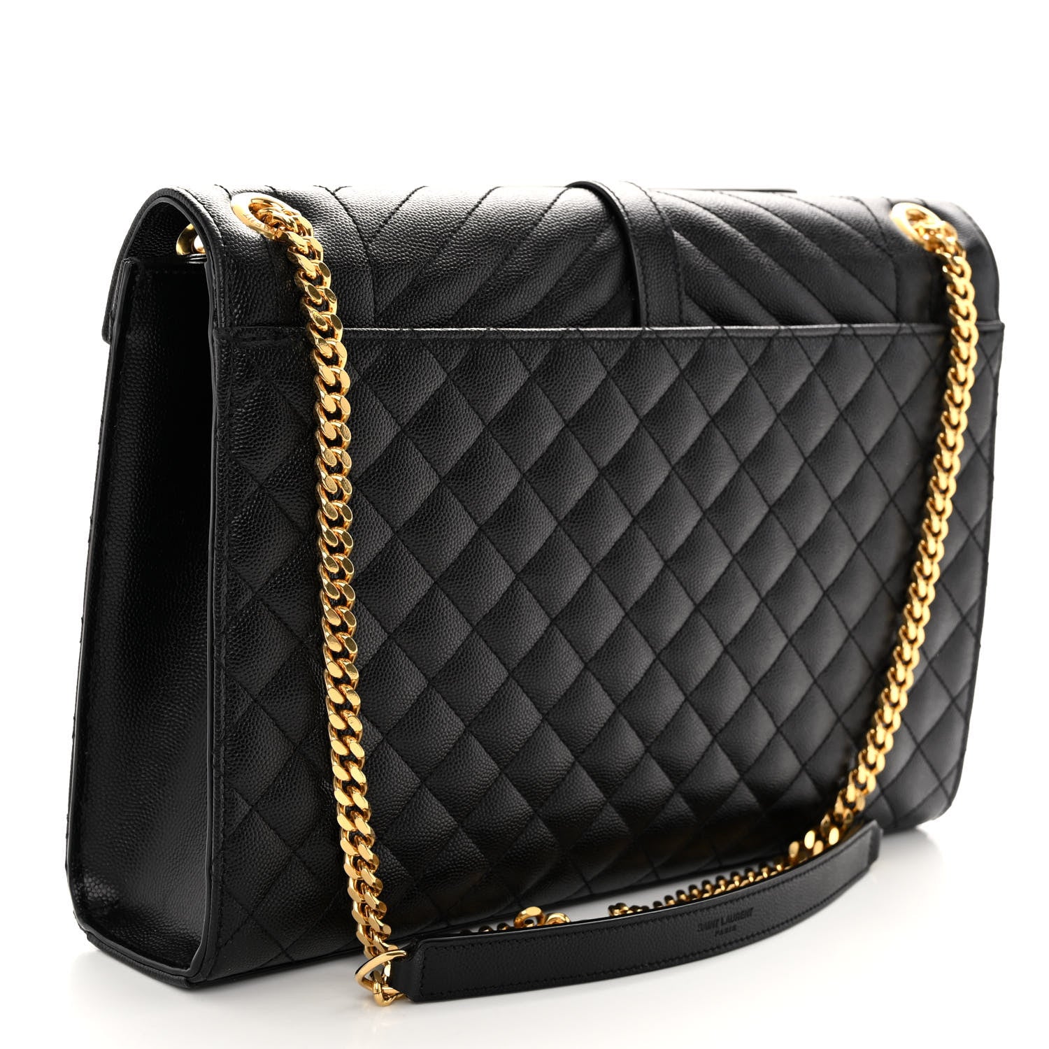 Saint Laurent Grain De Poudre Textured Mixed Matelasse Large Triquilt Monogram Satchel Black 3 of 11