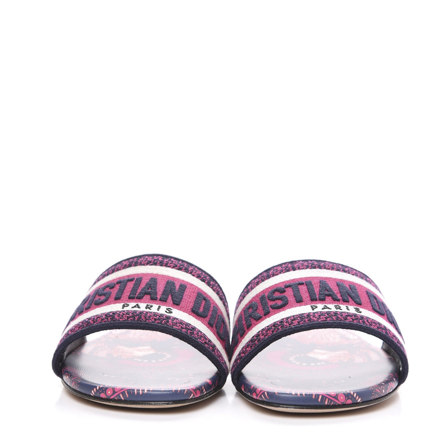 Canvas Embroidered Animals Dway Mules Slide Sandals 37 Deep Blue Fuchsia